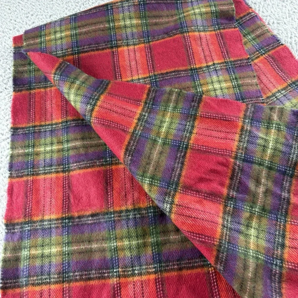 100% Cashmere Scarf Plaid Colorful Made in‎ Scotland Red